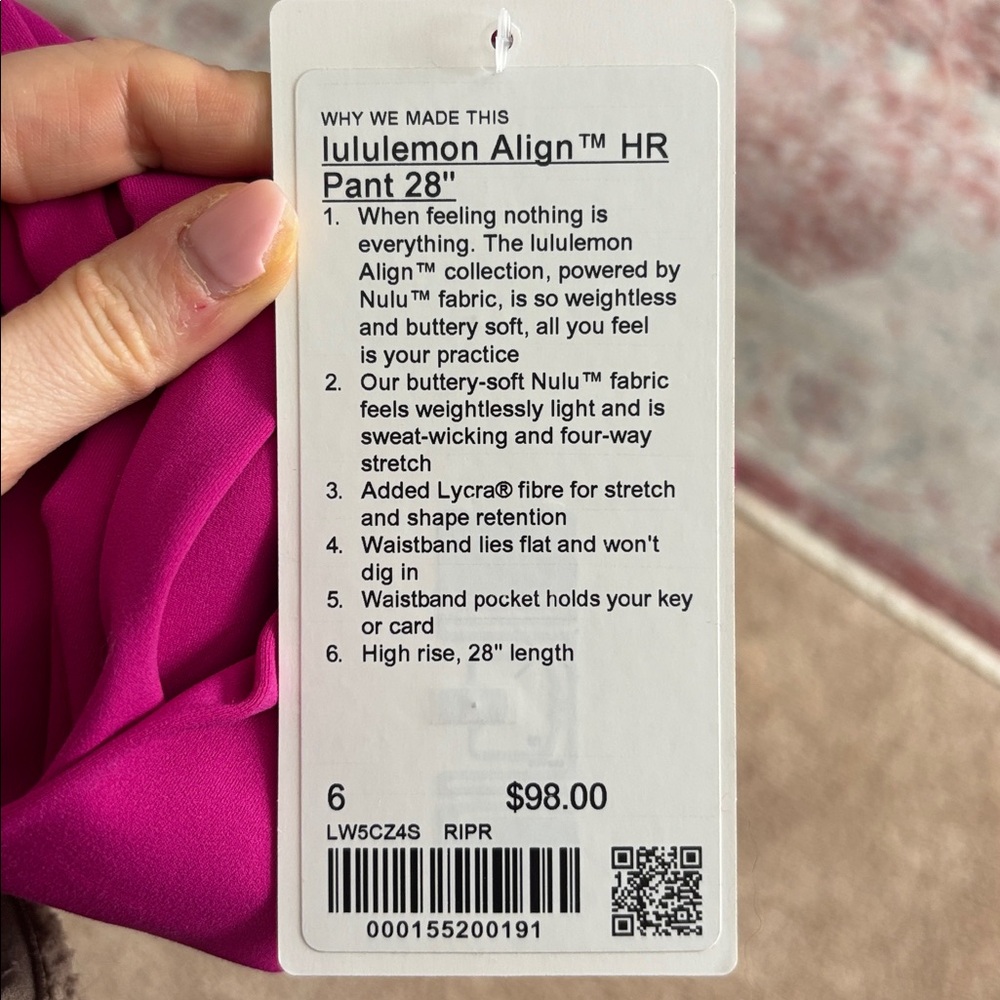 Lululemon Align 28” Ripened Raspberry NWT - Picture 6 of 6
